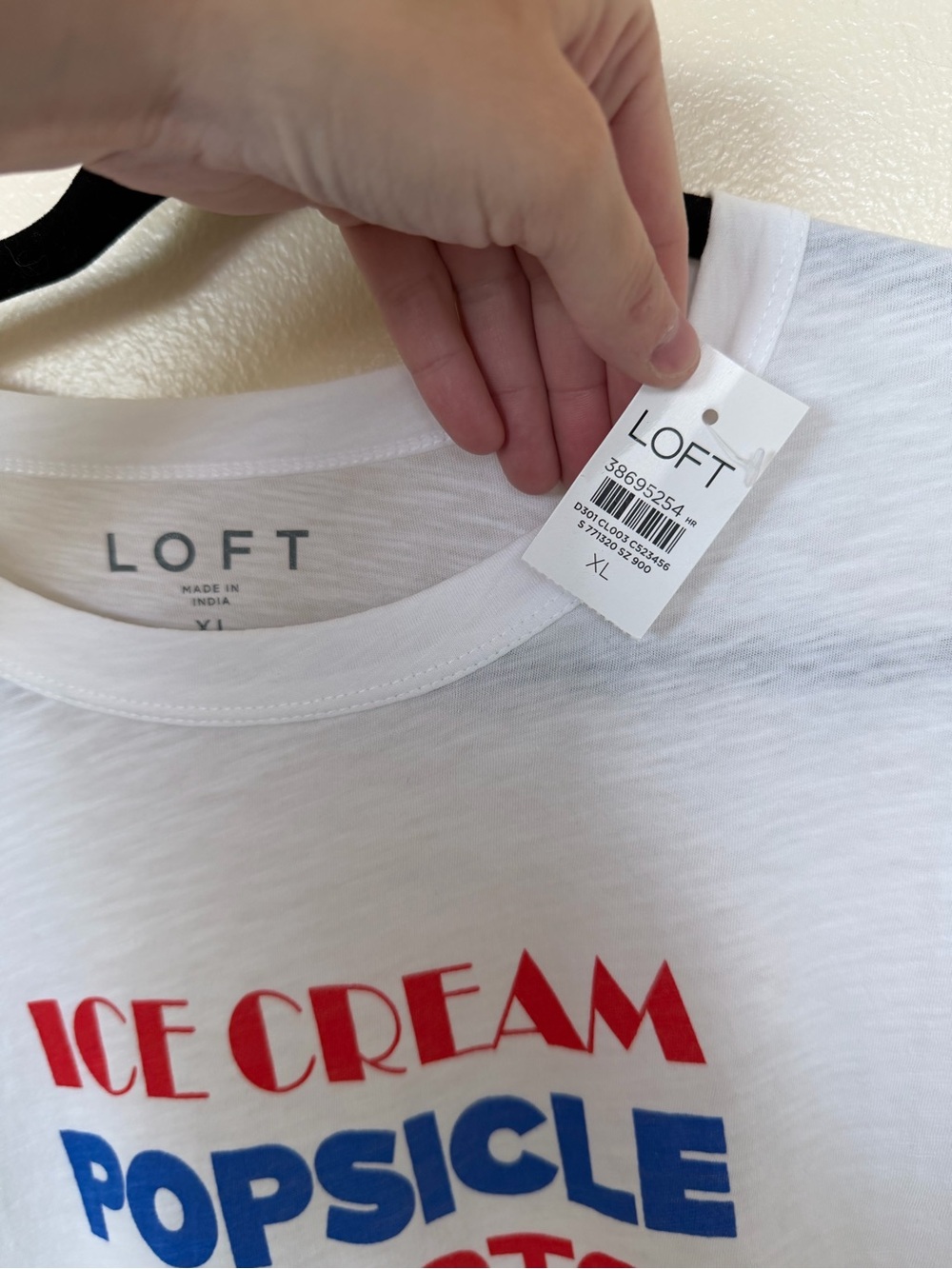 LOFT Red White & Blue Ice Cream Popsicle Gelato Sorbet Graphic Tee - Picture 3 of 3